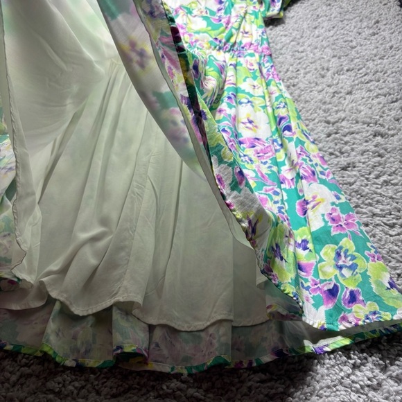 Mittoshop Dress Womens Small Mini Floral Cap Sleeve Ruffles Lined Vneck Flowy - Picture 4 of 6